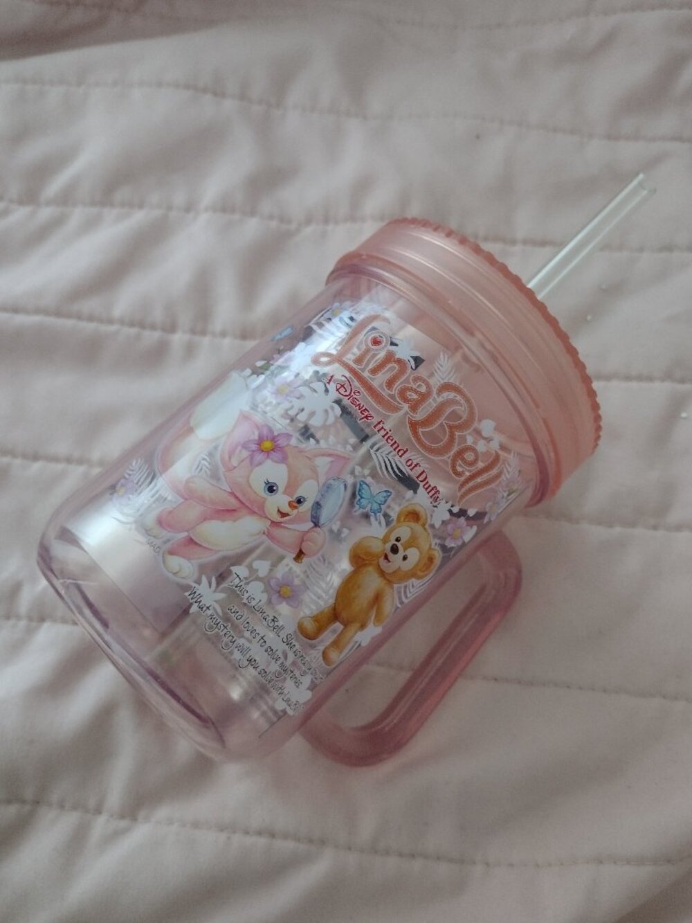 NWOT Tokyo Disney Sea Lina Bell plastic travel cup with lid and straw